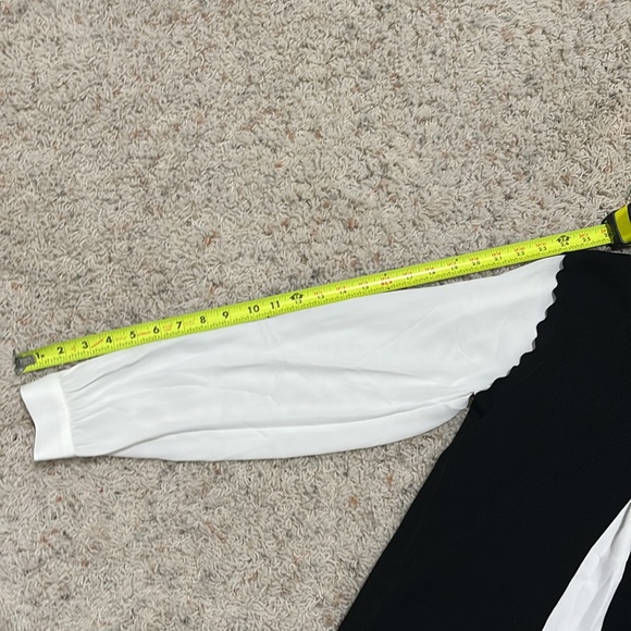 Adrianna Papell Scallop V-Neck Vest with Blouse Sleeves and Tie detail NWOT - Picture 10 of 13